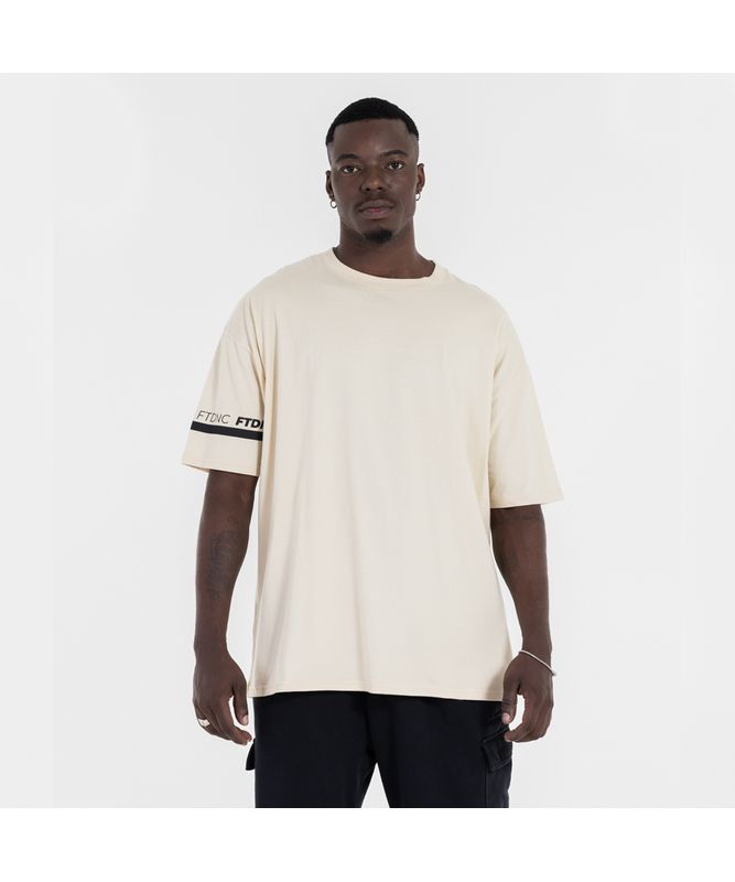 CAMISETA OVERSIZED LISTRA MANGA FTDNC AREIA GG