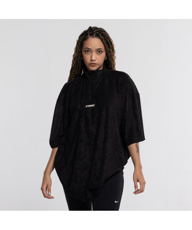 CAMISETA OVERSIZED GOLA ZIPPER FTDNC PRETO P