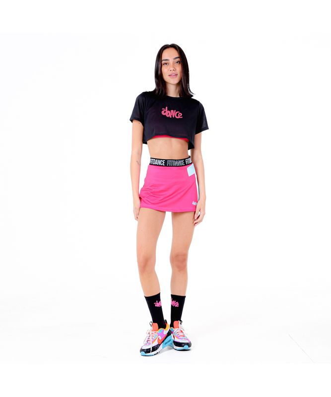 CROPPED POLI FITDANCE PRETO EST ROSA G