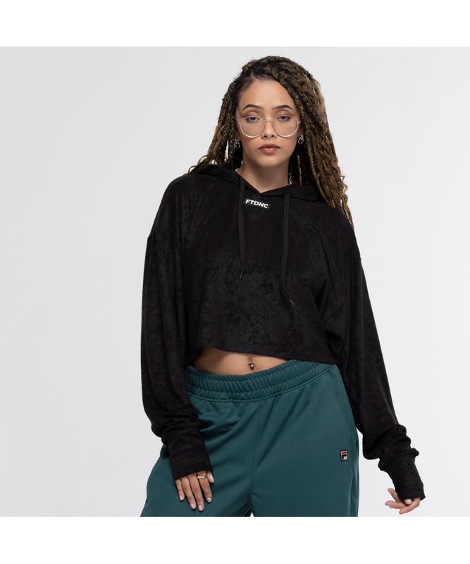 BLUSÃO CROPPED ATOALHADO FTDNC PRETO P BLUSÃO CROPPED ATOALHADO FTDNC PRETO P