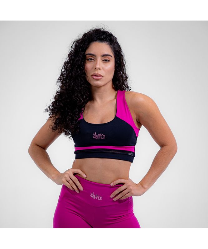 TOP BICOLOR FITDANCE ROSA E PRETO P