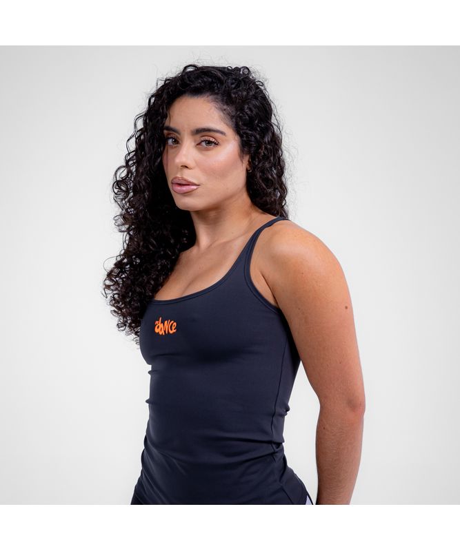 REGATA ALÇA FINA FEMININA FITDANCE PRETO G