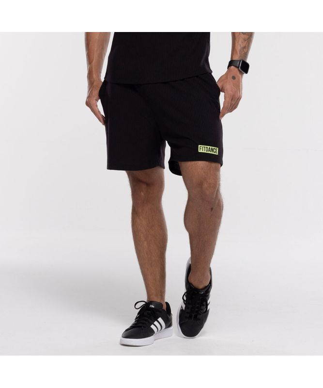 BERMUDA CANELADA FITDANCE PRETO G