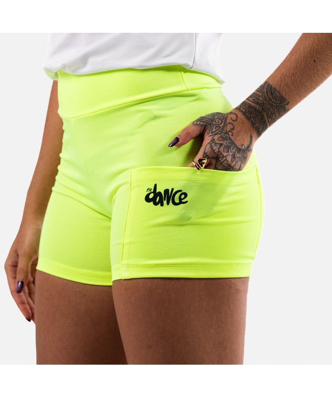SHORTS FITDANCE COMPRESSION POCKET AMARELO NEON G
