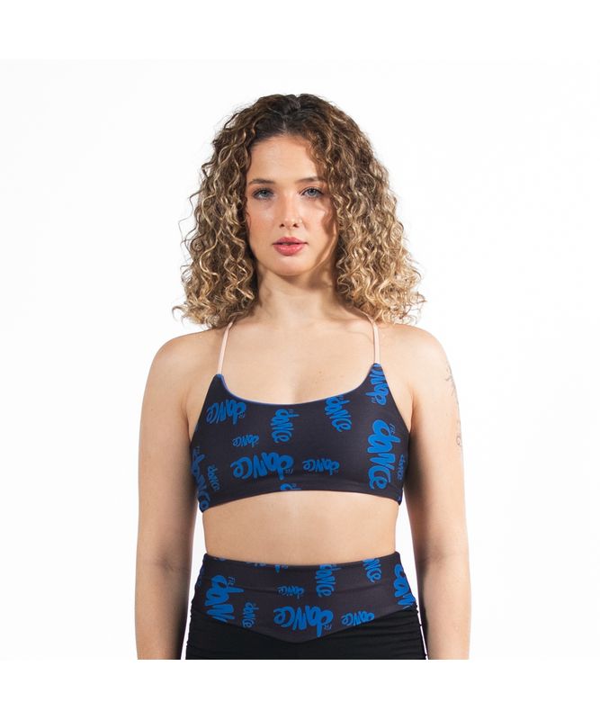 TOP DUPLA FACE LC FITDANCE AZUL P
