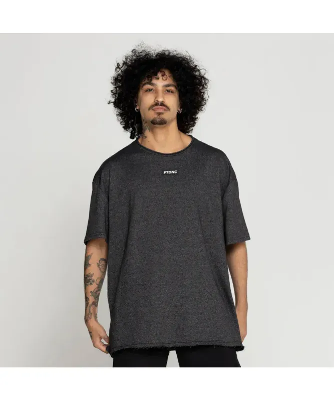 CAMISETA OVERSIZED A FIO MOLETOM FTDNC PRETO Tamanho:M